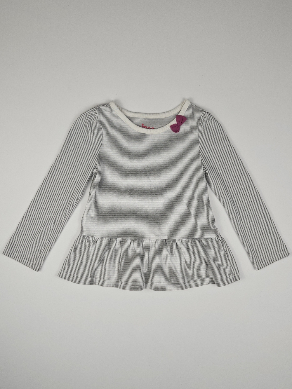 5/$25 Circo Girls Peplum Long Sleeve Top Size 3T Black White Stripe Bow